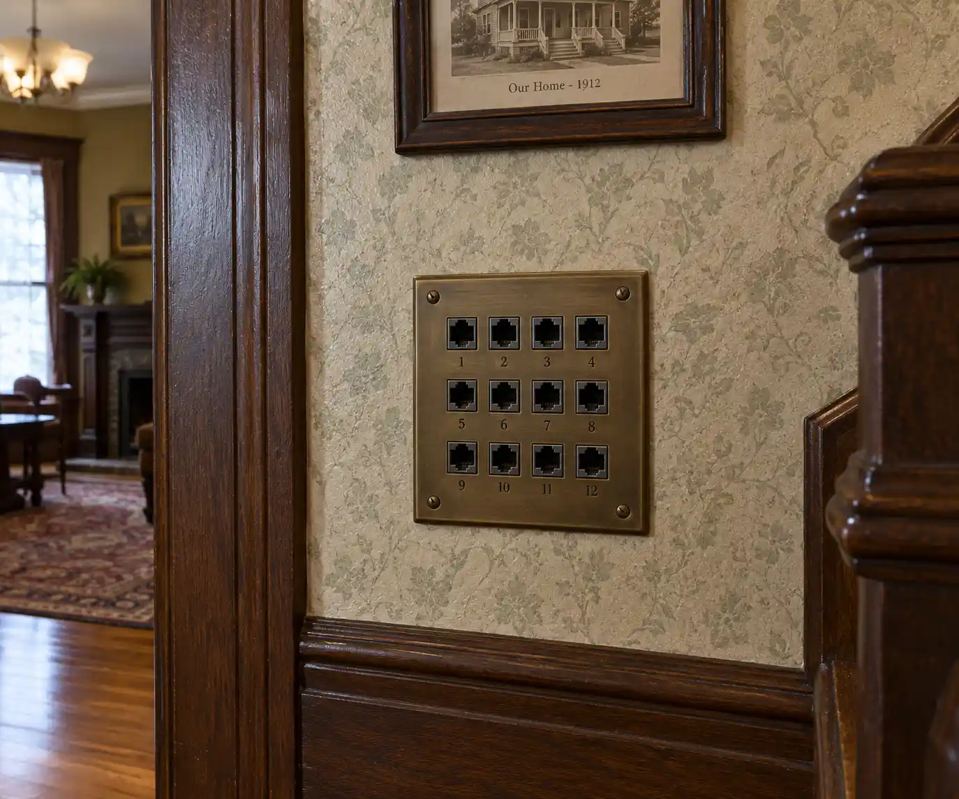 Prise Ethernet vintage dans une maison de 1912